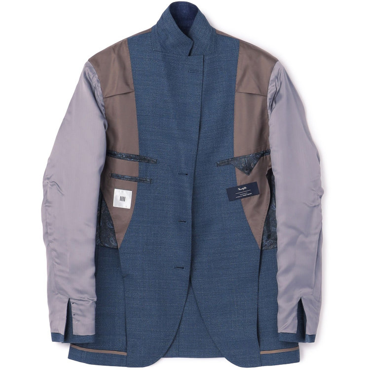 シルバーライン 【発送在庫あり】【CLASSICO TAPERED】【春夏】3釦段返りシングルスーツ 2タック/ブルー/パッチポケット/ウエストムーブ/MARZOTTO/※パンツ裾直し必要 青中間