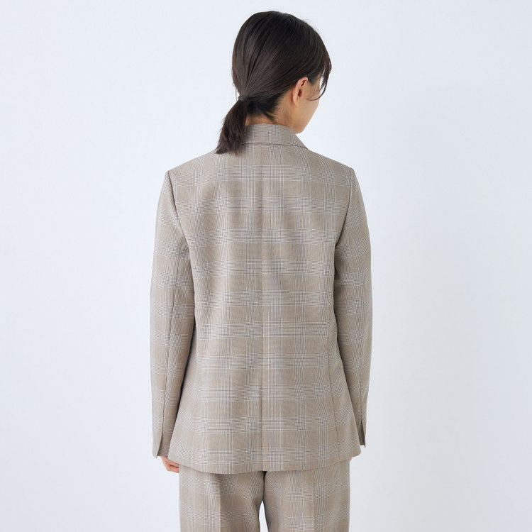 シルバーライン 【SL】【年間】1釦ジャケット/ベージュ×チェック/ウォッシャブル 茶中間