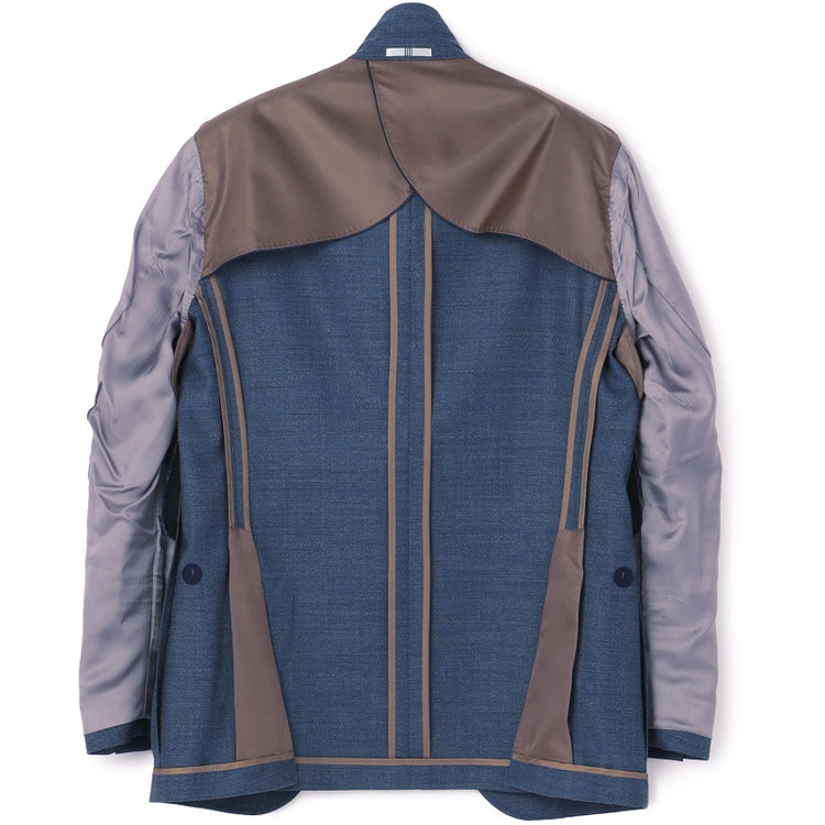 シルバーライン 【発送在庫あり】【CLASSICO TAPERED】【春夏】3釦段返りシングルスーツ 2タック/ブルー/パッチポケット/ウエストムーブ/MARZOTTO/※パンツ裾直し必要 青中間