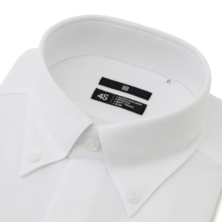 ブラックライン 【発送在庫あり】【WEB限定】【BLACK LINE】ボタンダウンワイシャツ/ホワイト×ドビー/「4S」スーパーノンアイロン・ストレッチ 白