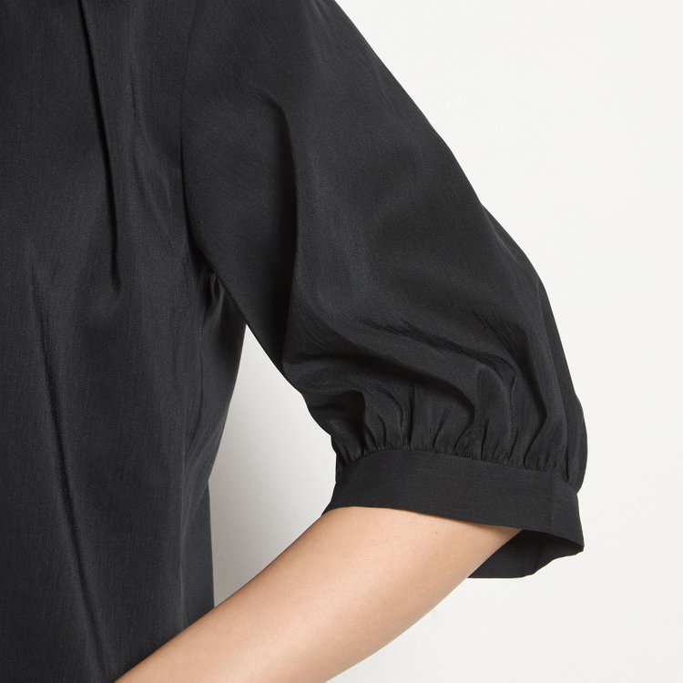 シルバーライン 【5分袖】ハイネックブラウス/ブラック 黒