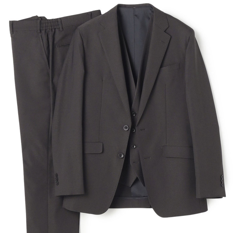 ブラックライン 【SLIM TAPERED_2】【年間】2釦シングルスリーピーススーツ 0タック/グレー/ウエストシャーリング/4S/※パンツ裾直し必要 グレー濃色