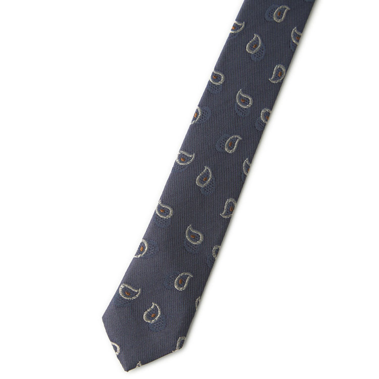 ブラックライン 【BLACK LINE】コットンシルクペイズリーネクタイ 7.5cm幅/ネイビー/ITALIAN FABRICS その他
