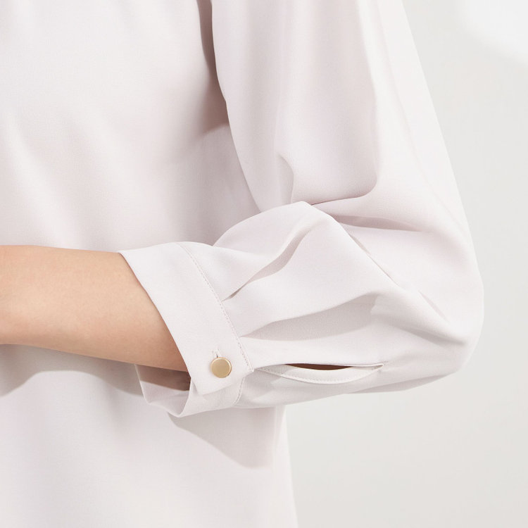 シルバーライン 【SILVER LINE/7分袖】フロントメタルボタンキーネック/ピンク 赤淡色