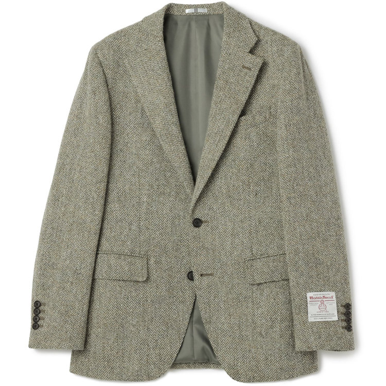 シルバーライン 【CLASSICO TAPERED】【秋冬】ウール2釦ジャケット/ベージュ×チェック+ツイード/Harris Tweed hand woven in the outer hebrides of scotland 茶淡色