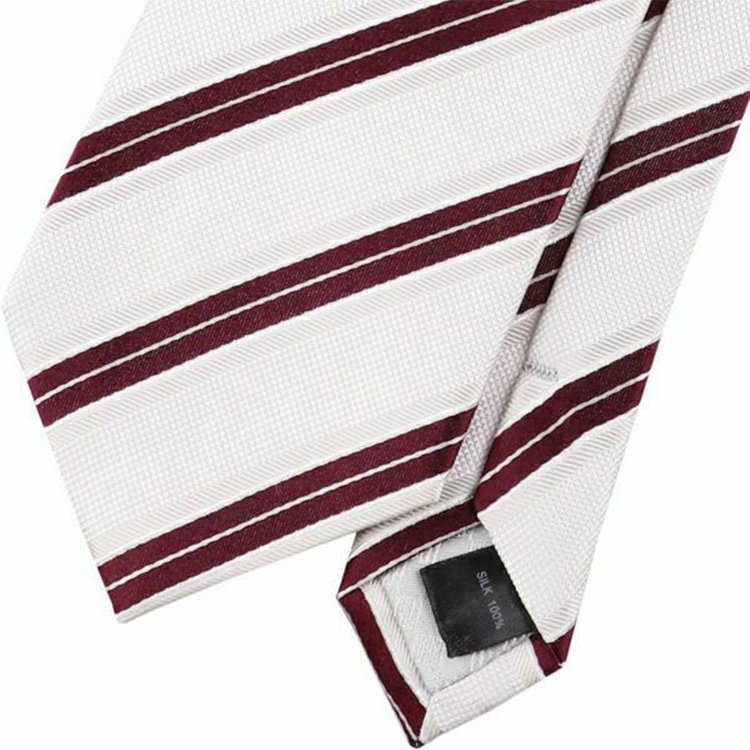 ブラックライン 【WEB限定/OUTLET】【SL】シルクストライプネクタイ 8.0cm幅/ホワイト×ワイン ホワイト系(白)