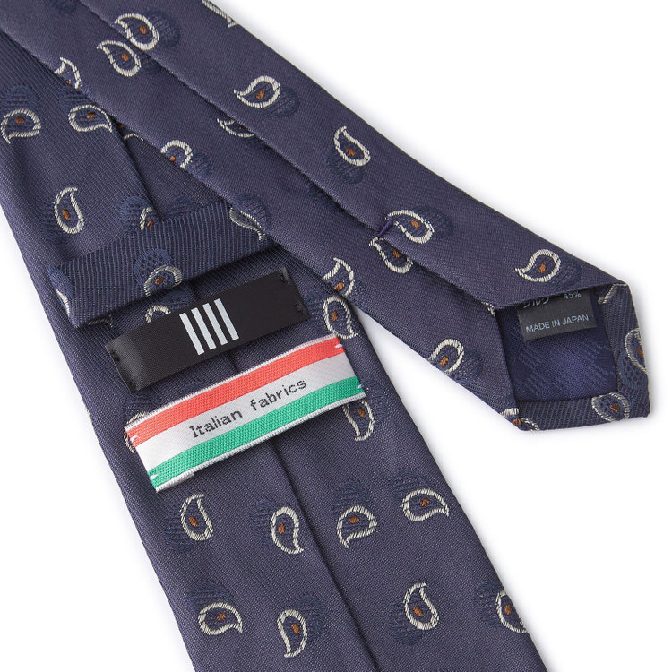 ブラックライン 【BLACK LINE】コットンシルクペイズリーネクタイ 7.5cm幅/ネイビー/ITALIAN FABRICS その他