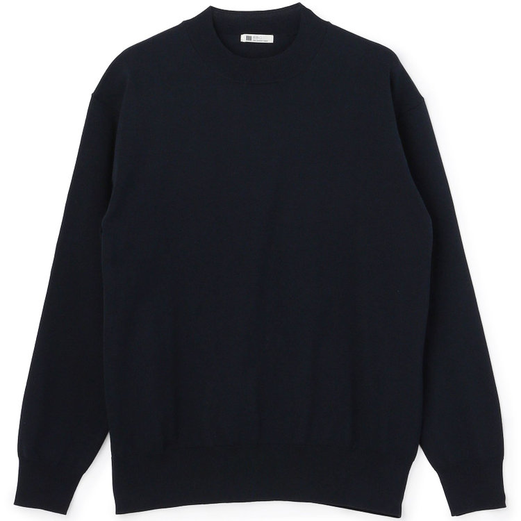 スーツセレクト 【RBC】コットンブレンドモックネックニット/ネイビー/マシンウォッシャブル/「UVカット」「接触冷感」 紺濃色