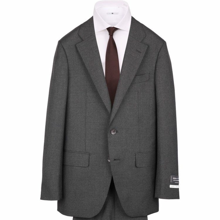 スーツセレクト 【発送在庫あり】【CLASSICO TAPERED】【春夏】2釦シングルスーツ 1タック/カーキ＆ブラック×ハウンドトゥース/REDA ACTIVE/NEW ZEALAND WOOL MERINO/SHOWER CLEAN ブラック系(黒)
