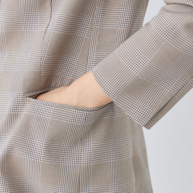 シルバーライン 【SL】【年間】1釦ジャケット/ベージュ×チェック/ウォッシャブル 茶中間