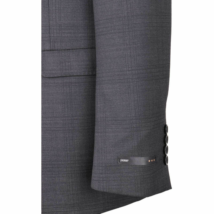 スーツセレクト 【WEB限定/OUTLET】【SKINNY_2】【秋冬】2釦シングルスリーピーススーツ 0タック/グレー×チェック グレー系(灰)