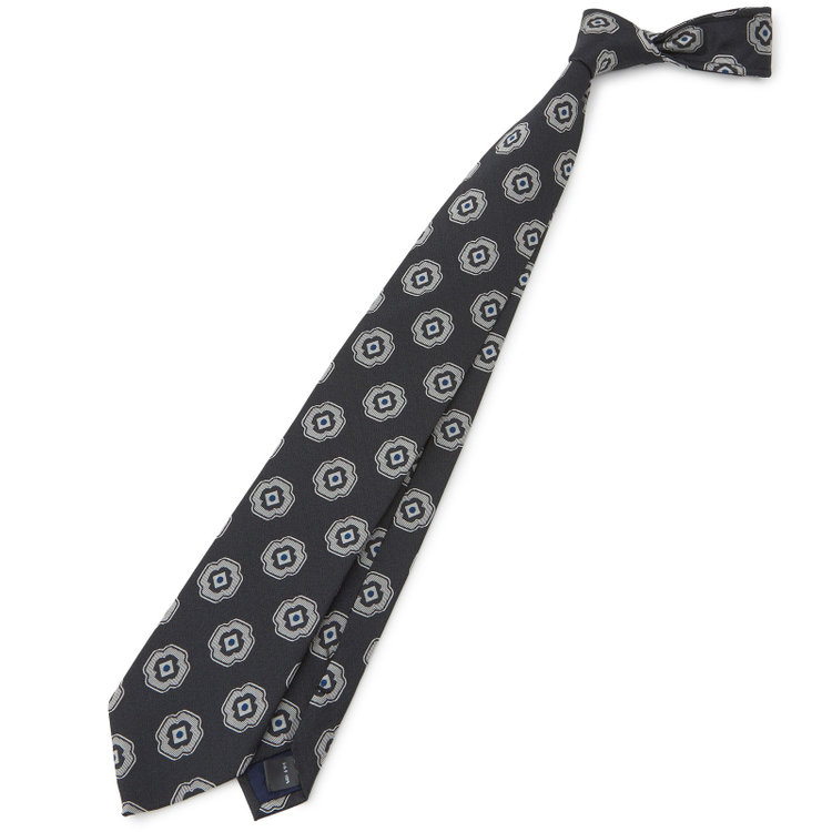 シルバーライン 【SILVER LINE】シルク小紋ネクタイ 8.0cm幅/ブラック その他