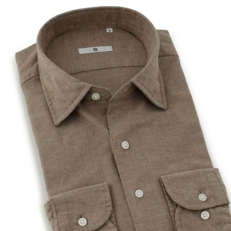 シルバーライン 【SILVER LINE】ワイドカラーワイシャツ/ブラウン 茶淡色