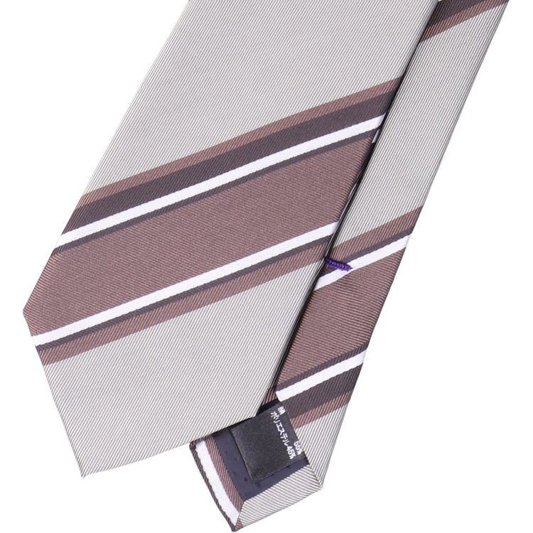 ブラックライン 【BLACK LINE】シルクブレンドストライプネクタイ 7.5cm幅/ベージュ×ブラウン その他