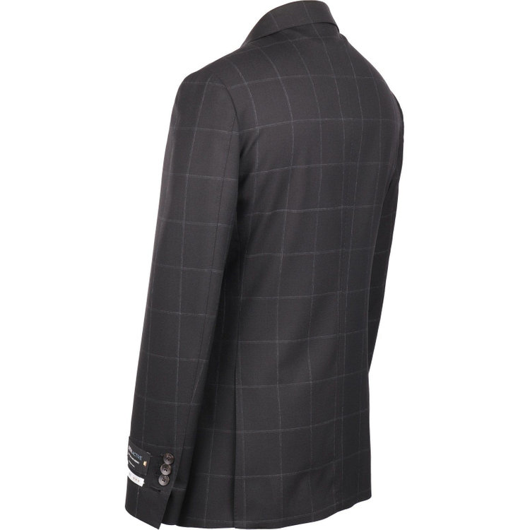 スーツセレクト 【発送在庫あり】【CLASSICO TAPERED】【春夏】2釦シングルスーツ 1タック/ブラック×チェック/REDA ACTIVE/NEW ZEALAND WOOL MERINO/SHOWER CLEAN ブラック系(黒)