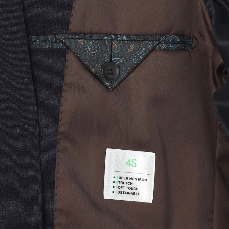 シルバーライン 【CLASSICO TAPERED】【春夏】2釦シングルスリーピーススーツ 1タックテーパードパンツ/ネイビー/ウエストムーブ/4S SUSTAINABILITY&ECOLOGY FABRIC/※パンツ裾上げ済仕様 紺濃色