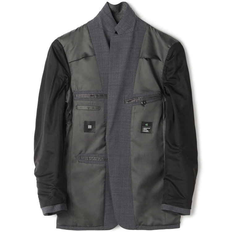 ブラックライン 【SLIM TAPERED_2】【春夏】2釦シングルスーツ 0タック/グレー×シャドー/ウエストシャーリング/4S SUSTAINABILITY&ECOLOGY FABRIC/※パンツ裾上げ済仕様 グレー中間