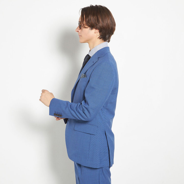 シルバーライン 【CLASSICO TAPERED】【春夏】3釦段返りシングルスーツ 2タック/ネイビー×ハウンドトゥース/ウエストムーブ/DRAGO lanificio in billa fabric made in italy/※裾上げ必要 青中間