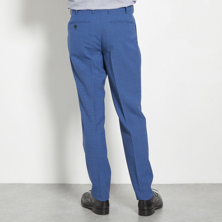 シルバーライン 【CLASSICO TAPERED】【春夏】3釦段返りシングルスーツ 2タック/ネイビー×ハウンドトゥース/ウエストムーブ/DRAGO lanificio in billa fabric made in italy/※裾上げ必要 青中間