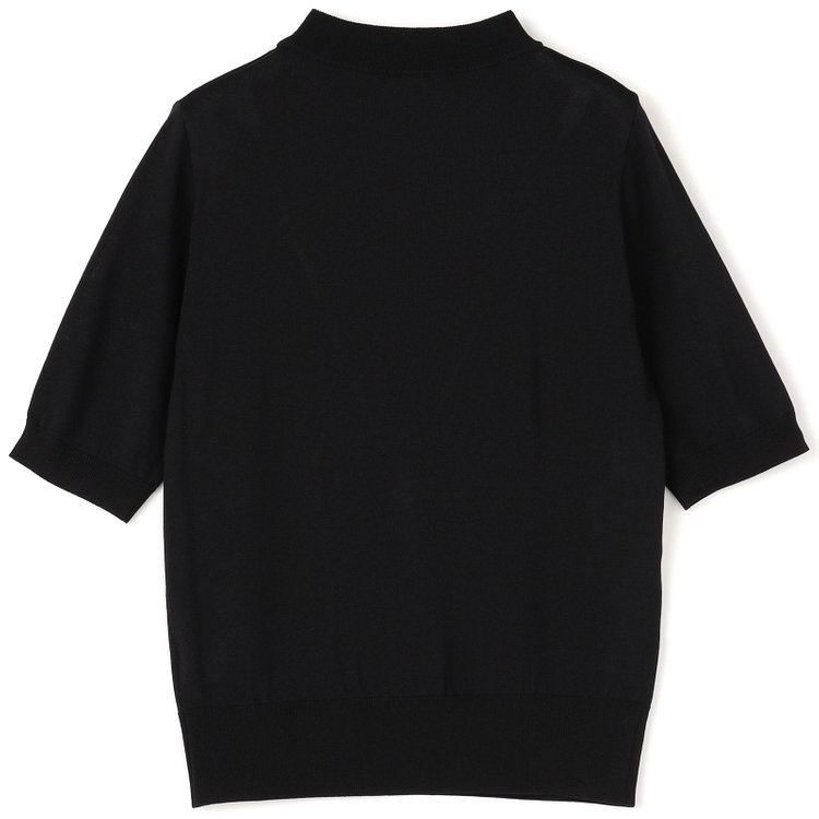 シルバーライン 【SILVER LINE/５分袖】天竺編みモックネックニット/ブラック 黒