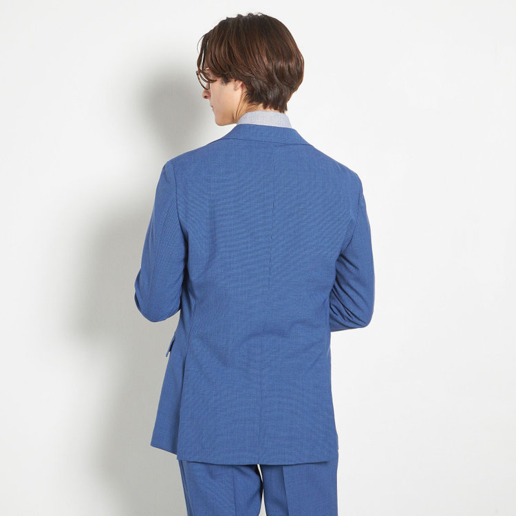 シルバーライン 【CLASSICO TAPERED】【春夏】3釦段返りシングルスーツ 2タック/ネイビー×ハウンドトゥース/ウエストムーブ/DRAGO lanificio in billa fabric made in italy/※裾上げ必要 青中間