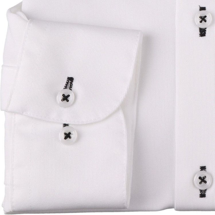 ブラックライン 【発送在庫あり】【WEB限定】【BLACK LINE】ボタンダウンワイシャツ/ホワイト×ドビー/釦付糸・釦ホール：ブラック/「4S」スーパーノンアイロン・ストレッチ 白