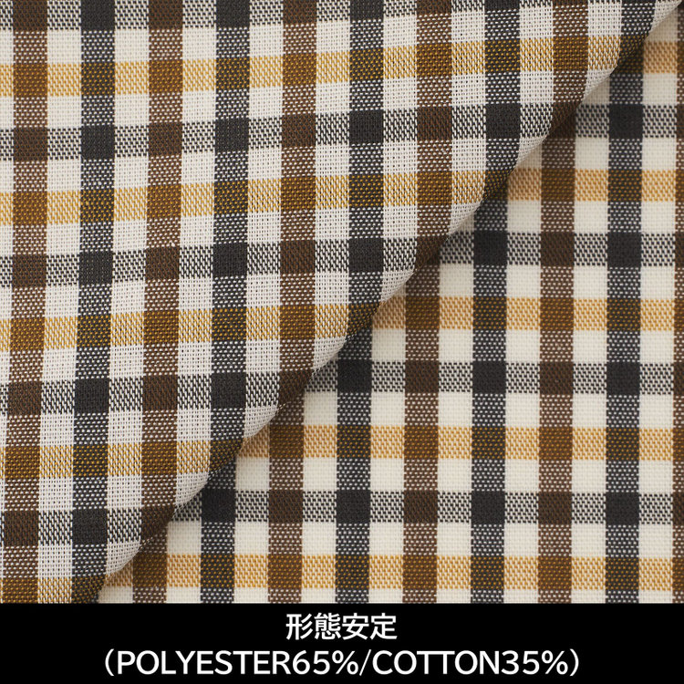 スーツセレクト 【日本縫製】【パターンオーダー】【形態安定】ワイシャツ/ブラウンチェック(POLYESTER65%/COTTON35%/) ブラウン系(茶)