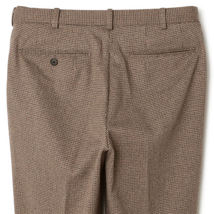 シルバーライン 【RBC】【秋冬】1タックテーパードパンツ/ブラウン×チェック/ウエストムーブ/4S SUSTAINABLE/※裾上げ必要 茶中間
