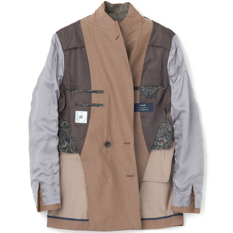 シルバーライン 【発送在庫あり】【CLASSICO TAPERED】【春夏】6釦2掛けダブルスーツ 2タック/ライトブラウン/チェンジポケット/MARZOTTO/※パンツ裾直し必要 茶淡色