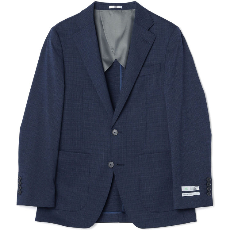 シルバーライン 【4S CROSS】【年間】セットアップジャケット/ネイビー×ハウンドトゥース/パッチポケット 紺中間