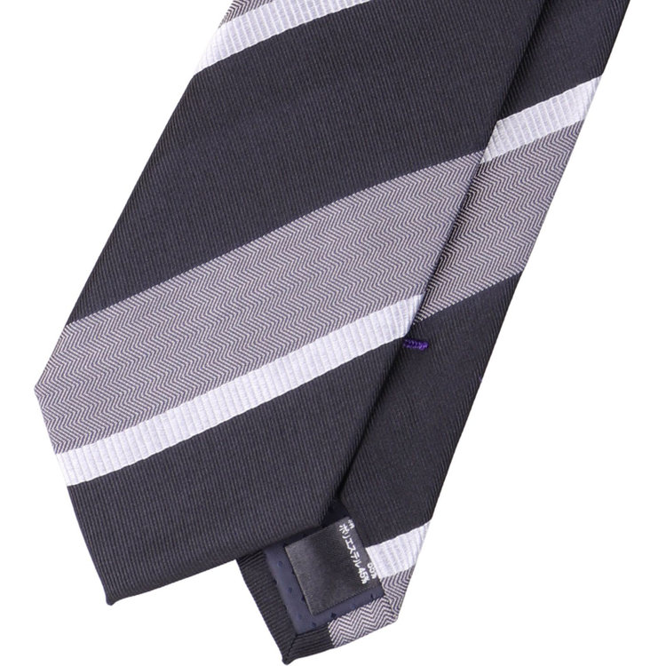 ブラックライン 【BLACK LINE】シルクブレンドストライプネクタイ 7.5cm幅/グレー×ブラック その他