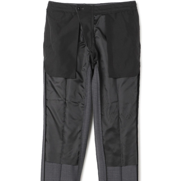 ブラックライン 【SLIM TAPERED_2】【春夏】2釦シングルスーツ 0タック/グレー×シャドー/ウエストシャーリング/4S SUSTAINABILITY&ECOLOGY FABRIC/※パンツ裾上げ済仕様 グレー中間