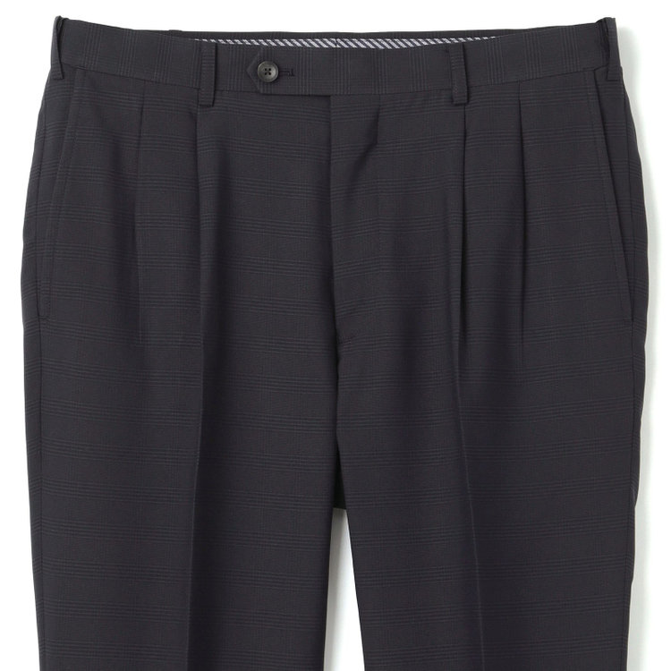 シルバーライン 【RBC】【春夏】2釦シングルスーツ 1タック/ネイビー×チェック/ウエストムーブ/4S AIR SUSTAINABILITY&ECOLOGY FABRIC/※パンツ裾上げ済仕様 紺中間
