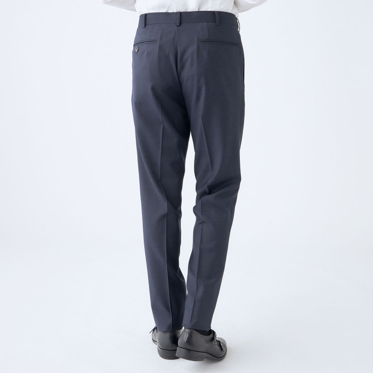 シルバーライン 【CLASSICO TAPERED】【春夏】3釦段返りシングルスーツ 2タック/ネイビー×チェック/NEW ZEALAND WOOL MIX/※裾上げ必要 紺中間