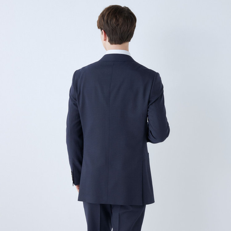 シルバーライン 【4S CROSS】【春夏】セットアップジャケット/ネイビー×チェック/パッチポケット 青中間