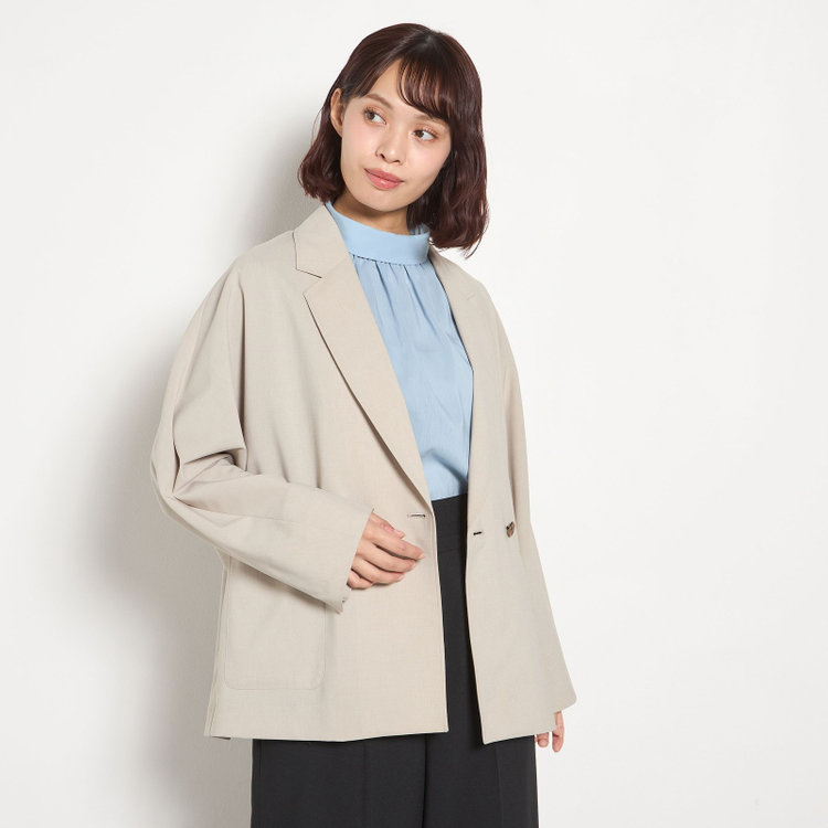 シルバーライン 【5分袖】ハイネックブラウス/ブルー 青淡色