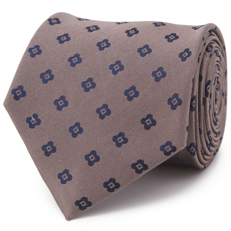 ブラックライン 【BLACK LINE】シルクブレンド小紋ネクタイ 7.5cm幅/ブラウン その他