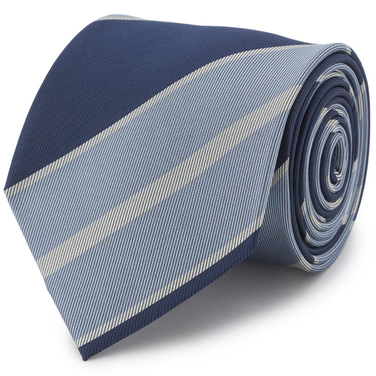 ブラックライン 【BLACK LINE】シルクストライプネクタイ 7.5cm幅/ネイビー×グレー その他