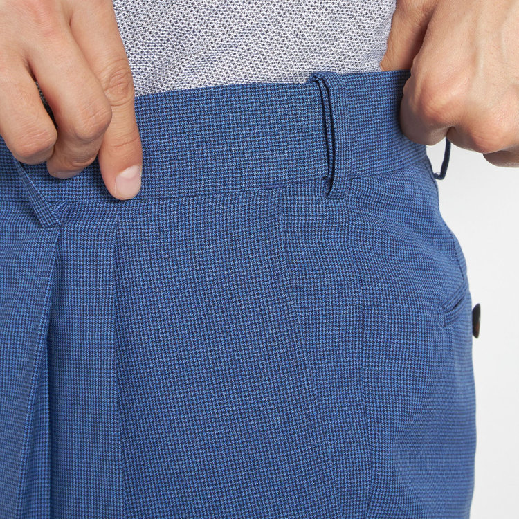 シルバーライン 【CLASSICO TAPERED】【春夏】3釦段返りシングルスーツ 2タック/ネイビー×ハウンドトゥース/ウエストムーブ/DRAGO lanificio in billa fabric made in italy/※裾上げ必要 青中間