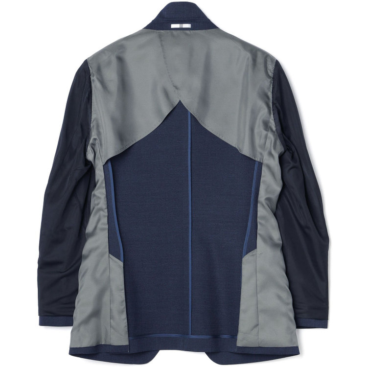 シルバーライン 【4S CROSS】【年間】セットアップジャケット/ネイビー×ハウンドトゥース/パッチポケット 紺中間