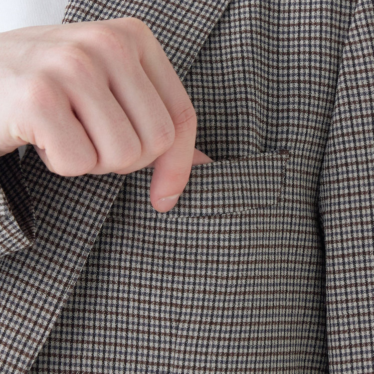 シルバーライン 【RBC】【春夏】3釦段返りジャケット/ブラウン×チェック/パッチポケット/4S SUSTAINABILITY&ECOLOGY FABRIC その他