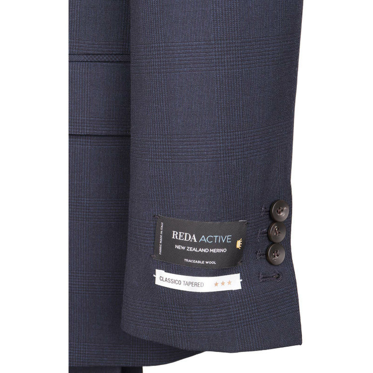 スーツセレクト 【発送在庫あり】【CLASSICO TAPERED】【春夏】2釦シングルスーツ 1タック/ネイビー×チェック/REDA ACTIVE/NEW ZEALAND WOOL MERINO/SHOWER CLEAN ネイビー系(紺)