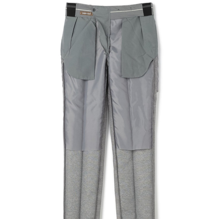 シルバーライン 【RBC】【春夏】ポリエステル1タックテーパードパンツ/グレー×チェック/ウエストムーブ仕様/4S SUSTAINABILITY&ECOLOGY FABRIC/※裾上げ必要 グレー中間