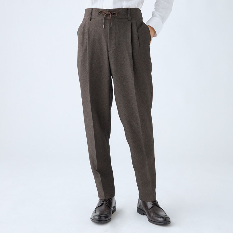 シルバーライン 【RBC】【秋冬】3釦段返りシングルスーツ 2タック/ブラウン/パッチポケット/ドローコード&ウエストシャーリング/※パンツ裾上げ済仕様 茶濃色