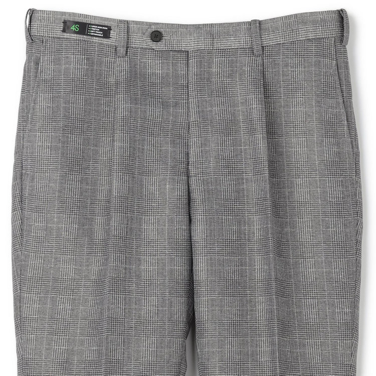 シルバーライン 【RBC】【春夏】ポリエステル1タックテーパードパンツ/グレー×チェック/ウエストムーブ仕様/4S SUSTAINABILITY&ECOLOGY FABRIC/※裾上げ必要 グレー中間