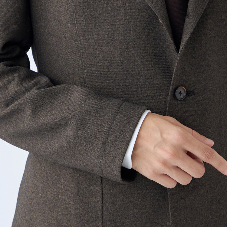 シルバーライン 【RBC】【秋冬】3釦段返りシングルスーツ 2タック/ブラウン/パッチポケット/ドローコード&ウエストシャーリング/※パンツ裾上げ済仕様 茶濃色