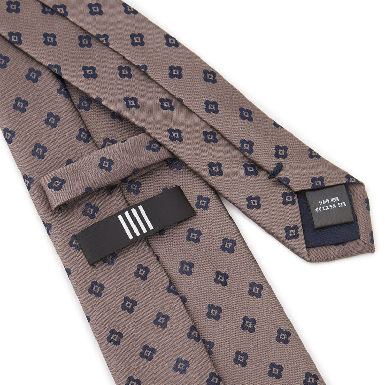 ブラックライン 【BLACK LINE】シルクブレンド小紋ネクタイ 7.5cm幅/ブラウン その他