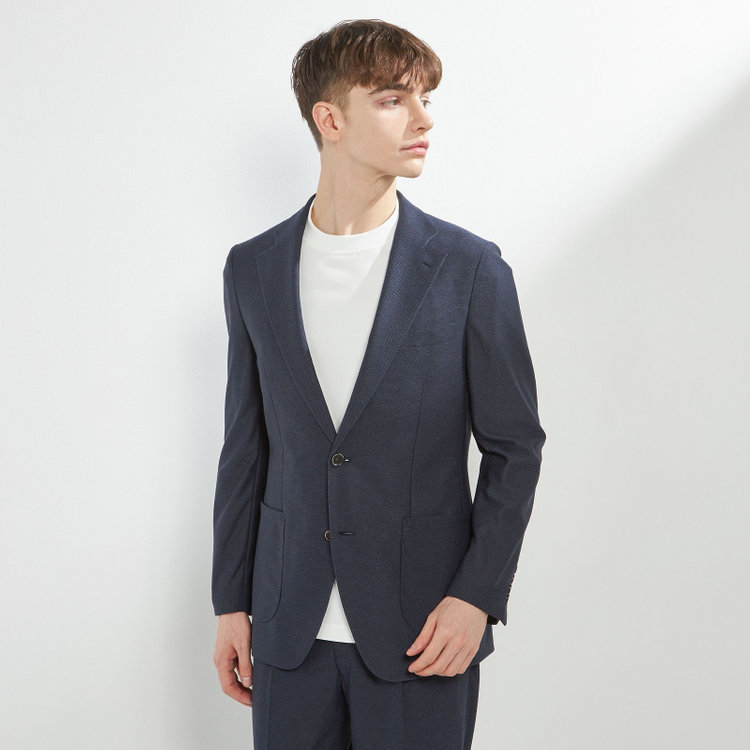 シルバーライン 【CLASSICO TAPERED】【春夏】2釦シングルジャケット/ネイビー/パッチポケット/4S SUSTAINABILITY&ECOLOGY FABRIC 紺濃色