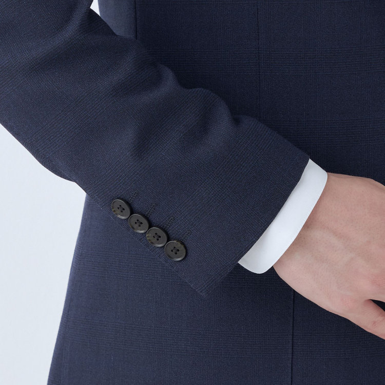 シルバーライン 【4S CROSS】【春夏】セットアップジャケット/ネイビー×チェック/パッチポケット 青中間