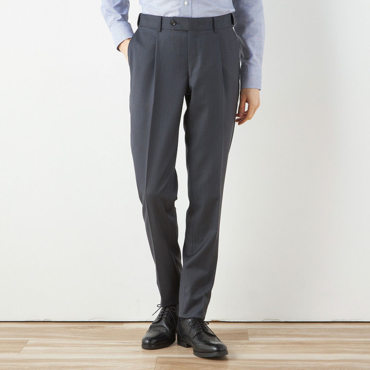 シルバーライン 【CLASSICO TAPERED】【秋冬】2釦シングルスーツ 1タック/グレー×シャドーストライプ/ウエストムーブ/Ermenegildo Zegna TRAVELLER woven in italy/※裾上げ必要 グレー中間